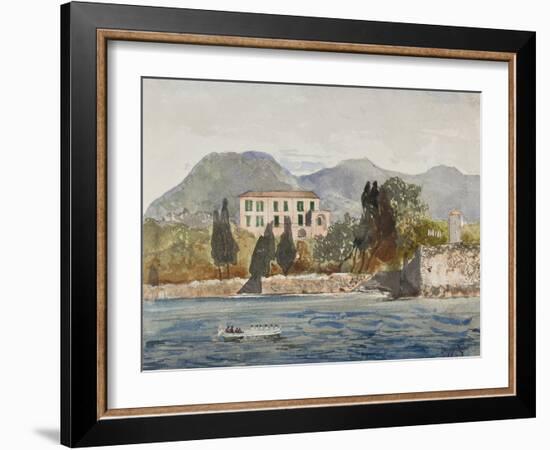 Rowing Barge with the Borbone Flag Approaching a Large House on the Neapolitan Coast-Giacinto Gigante-Framed Giclee Print