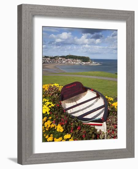 Rowing Boat and Flower Display, South Cliff Gardens, Scarborough, North Yorkshire, England-Mark Sunderland-Framed Photographic Print