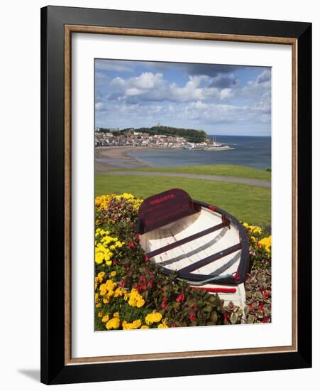 Rowing Boat and Flower Display, South Cliff Gardens, Scarborough, North Yorkshire, England-Mark Sunderland-Framed Photographic Print