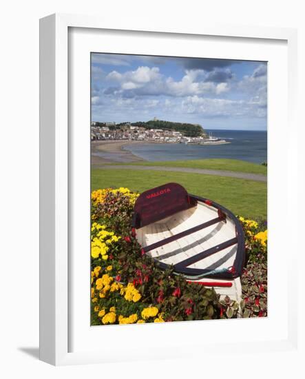 Rowing Boat and Flower Display, South Cliff Gardens, Scarborough, North Yorkshire, England-Mark Sunderland-Framed Photographic Print