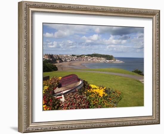 Rowing Boat and Flower Display, South Cliff Gardens, Scarborough, North Yorkshire, England-Mark Sunderland-Framed Photographic Print