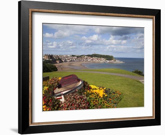 Rowing Boat and Flower Display, South Cliff Gardens, Scarborough, North Yorkshire, England-Mark Sunderland-Framed Photographic Print