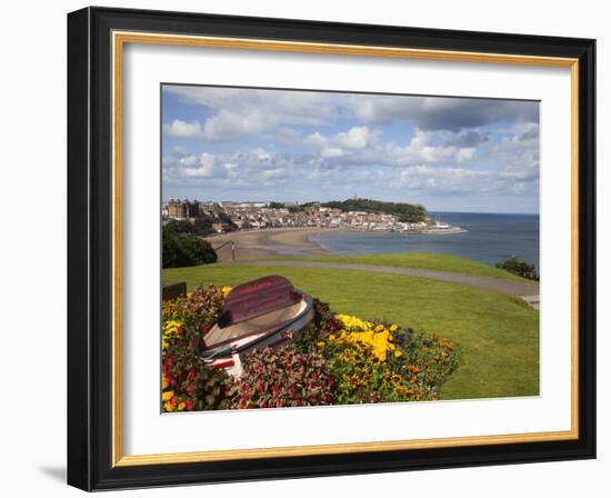 Rowing Boat and Flower Display, South Cliff Gardens, Scarborough, North Yorkshire, England-Mark Sunderland-Framed Photographic Print