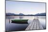 Rowing Boat on Hopfensee Lake at Sunset, Near Fussen, Allgau, Allgau Alps, Bavaria, Germany, Europe-Markus Lange-Mounted Photographic Print