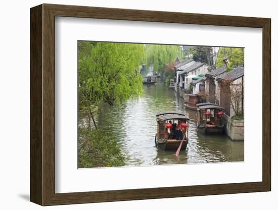 Rowing boat on the Grand Canal, Nanxun Ancient Town, Zhejiang Province, China-Keren Su-Framed Photographic Print