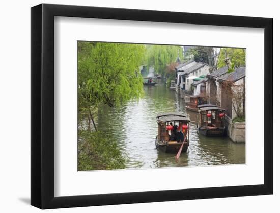 Rowing boat on the Grand Canal, Nanxun Ancient Town, Zhejiang Province, China-Keren Su-Framed Photographic Print