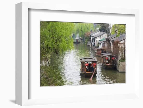 Rowing boat on the Grand Canal, Nanxun Ancient Town, Zhejiang Province, China-Keren Su-Framed Photographic Print