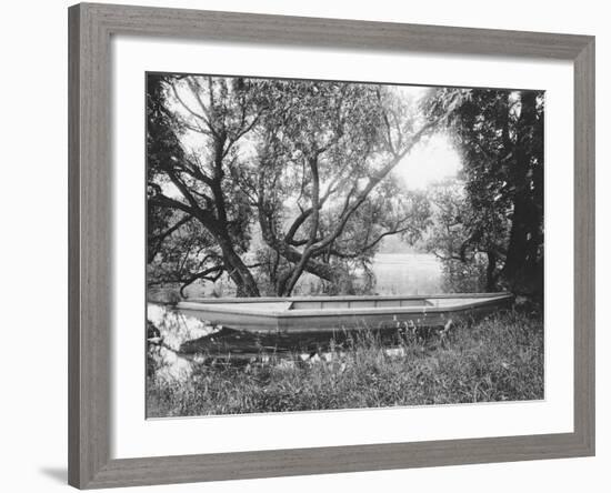 Rowing Boat on the Pond in Ville d' Avray-Eugene Atget-Framed Giclee Print