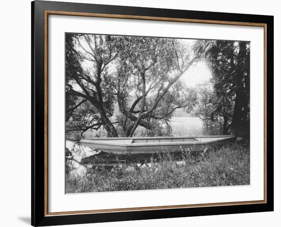 Rowing Boat on the Pond in Ville d' Avray-Eugene Atget-Framed Giclee Print