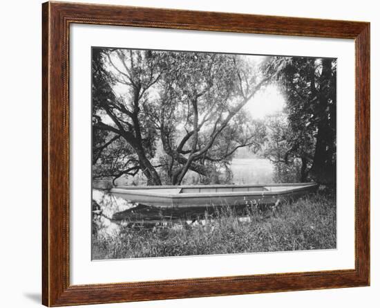 Rowing Boat on the Pond in Ville d' Avray-Eugene Atget-Framed Giclee Print