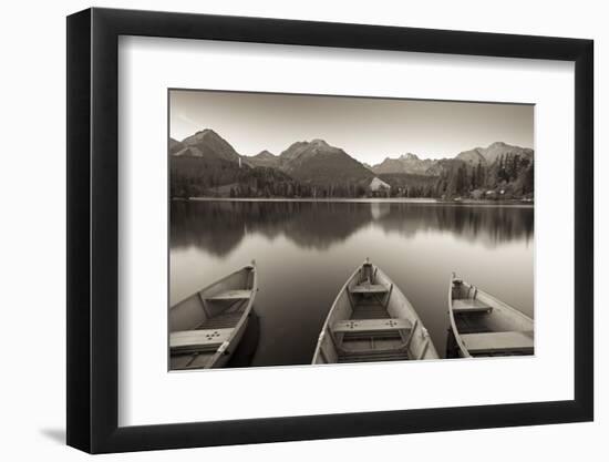 Rowing Boats and Mountains Beneath a Twilight Sky, Strbske Pleso Lake in the High Tatras, Slovakia-Adam Burton-Framed Photographic Print