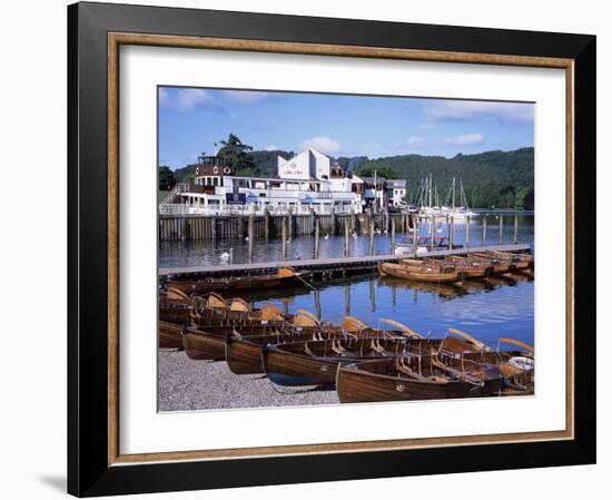 Rowing Boats and Pier, Bowness-On-Windermere, Lake District, Cumbria, England-David Hunter-Framed Photographic Print