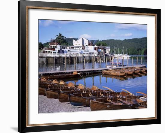 Rowing Boats and Pier, Bowness-On-Windermere, Lake District, Cumbria, England-David Hunter-Framed Photographic Print