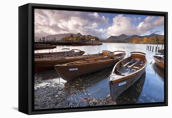 Rowing Boats on Derwent Water at Keswick, Lake District, Cumbria, England. Autumn-Adam Burton-Framed Premier Image Canvas