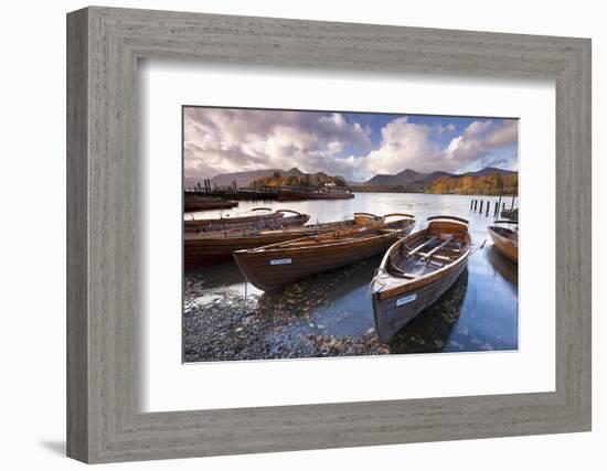 Rowing Boats on Derwent Water at Keswick, Lake District, Cumbria, England. Autumn-Adam Burton-Framed Photographic Print