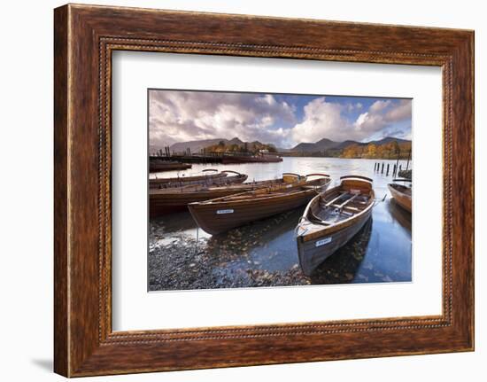 Rowing Boats on Derwent Water at Keswick, Lake District, Cumbria, England. Autumn-Adam Burton-Framed Photographic Print