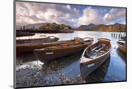 Rowing Boats on Derwent Water at Keswick, Lake District, Cumbria, England. Autumn-Adam Burton-Mounted Photographic Print