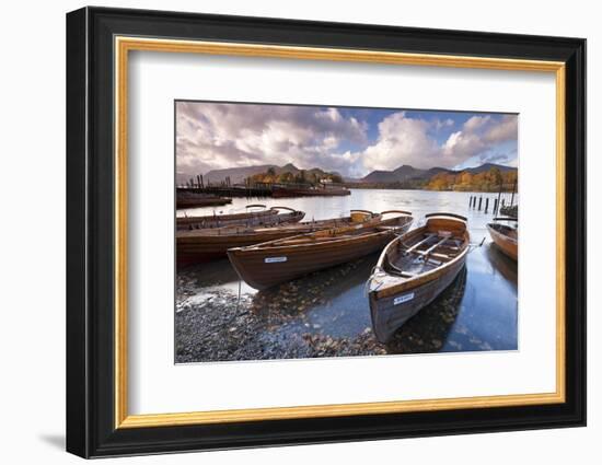 Rowing Boats on Derwent Water at Keswick, Lake District, Cumbria, England. Autumn-Adam Burton-Framed Photographic Print