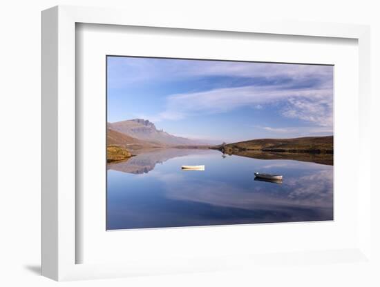 Rowing boats on Loch Fada, with the Old Man of Storr beyond, Isle of Skye, Scotland. Autumn (Novemb-Adam Burton-Framed Photographic Print