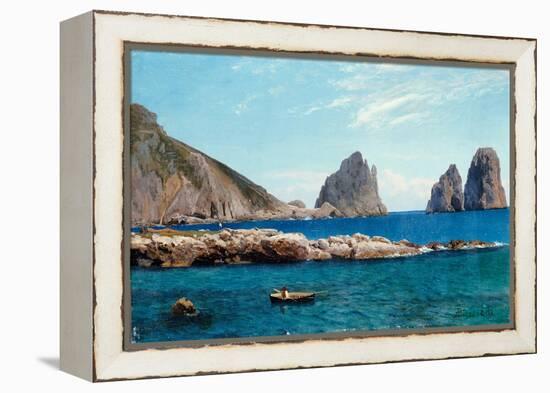 Rowing off the Rocks-Albert Bierstadt-Framed Premier Image Canvas