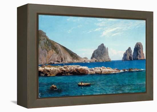 Rowing off the Rocks-Albert Bierstadt-Framed Premier Image Canvas