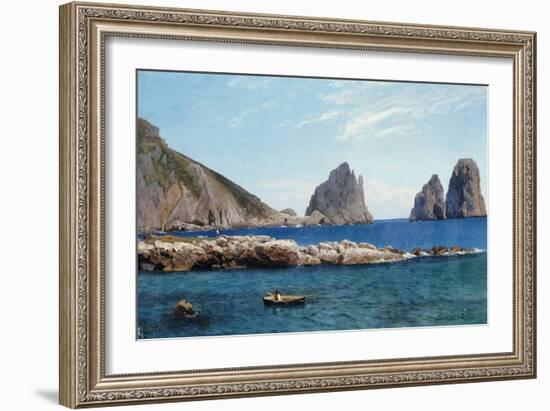 Rowing off the Rocks-Albert Bierstadt-Framed Giclee Print