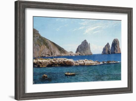 Rowing off the Rocks-Albert Bierstadt-Framed Giclee Print