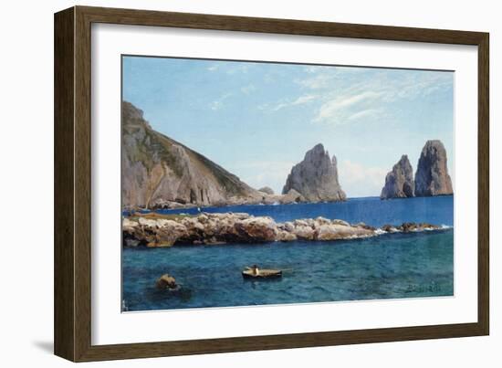 Rowing off the Rocks-Albert Bierstadt-Framed Giclee Print