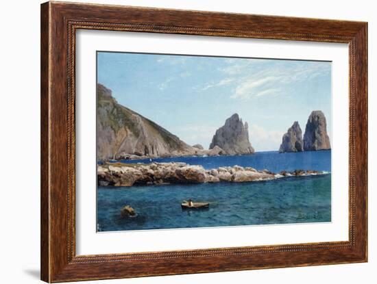 Rowing off the Rocks-Albert Bierstadt-Framed Giclee Print