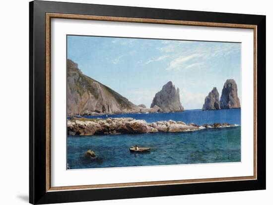 Rowing off the Rocks-Albert Bierstadt-Framed Giclee Print