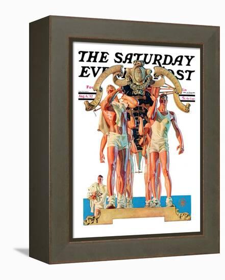 "Rowing Team," Saturday Evening Post Cover, August 6, 1932-Joseph Christian Leyendecker-Framed Premier Image Canvas