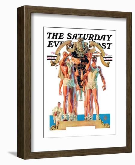 "Rowing Team," Saturday Evening Post Cover, August 6, 1932-Joseph Christian Leyendecker-Framed Premium Giclee Print