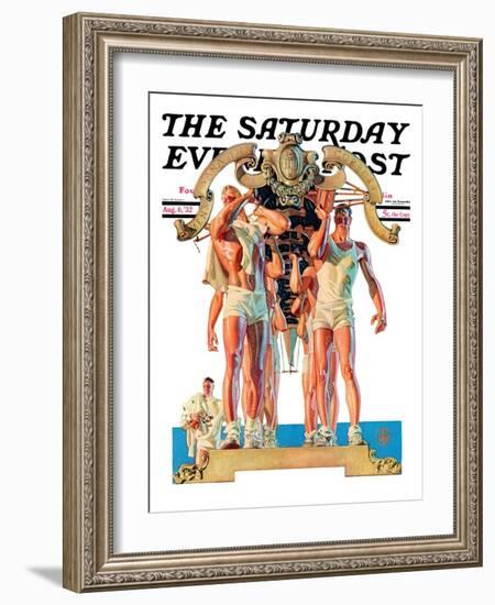 "Rowing Team," Saturday Evening Post Cover, August 6, 1932-Joseph Christian Leyendecker-Framed Giclee Print