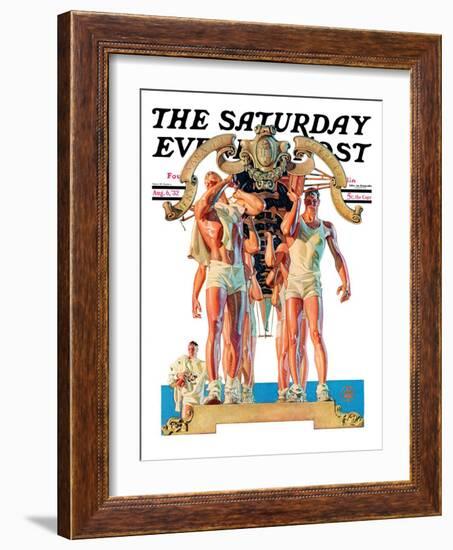 "Rowing Team," Saturday Evening Post Cover, August 6, 1932-Joseph Christian Leyendecker-Framed Giclee Print