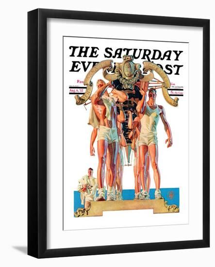 "Rowing Team," Saturday Evening Post Cover, August 6, 1932-Joseph Christian Leyendecker-Framed Giclee Print