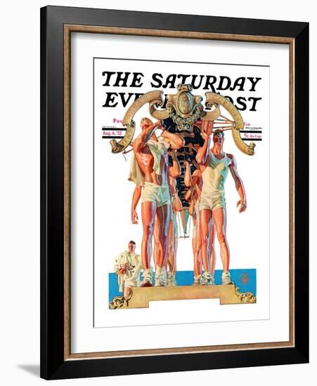 "Rowing Team," Saturday Evening Post Cover, August 6, 1932-Joseph Christian Leyendecker-Framed Giclee Print