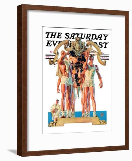 "Rowing Team," Saturday Evening Post Cover, August 6, 1932-Joseph Christian Leyendecker-Framed Giclee Print
