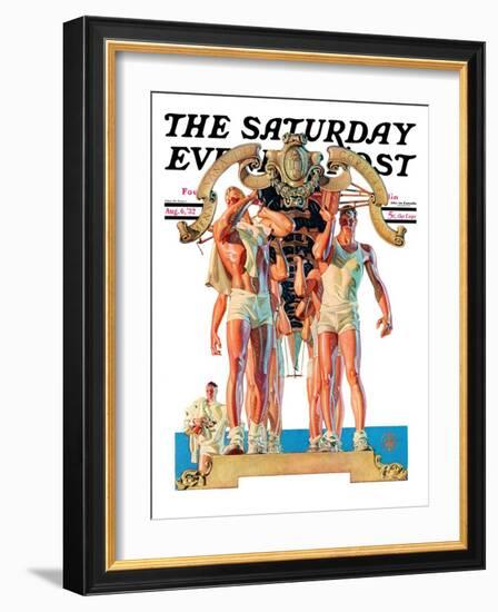 "Rowing Team," Saturday Evening Post Cover, August 6, 1932-Joseph Christian Leyendecker-Framed Giclee Print