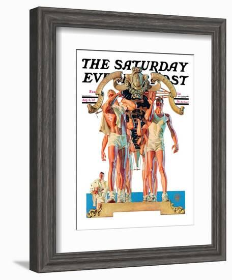 "Rowing Team," Saturday Evening Post Cover, August 6, 1932-Joseph Christian Leyendecker-Framed Giclee Print