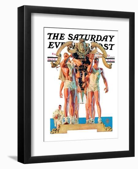 "Rowing Team," Saturday Evening Post Cover, August 6, 1932-Joseph Christian Leyendecker-Framed Giclee Print