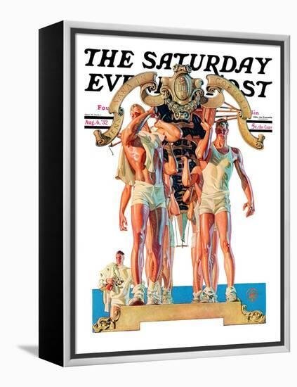 "Rowing Team," Saturday Evening Post Cover, August 6, 1932-Joseph Christian Leyendecker-Framed Premier Image Canvas