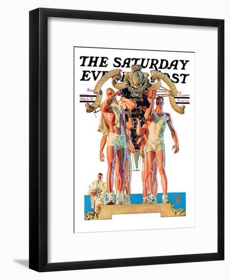 "Rowing Team," Saturday Evening Post Cover, August 6, 1932-Joseph Christian Leyendecker-Framed Premium Giclee Print