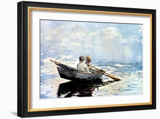 Rowing the Boat, 1880-Winslow Homer-Framed Giclee Print