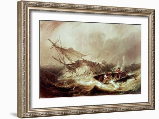 Rowing to Rescue Shipwrecked Sailors off the Northumberland Coast-John Wilson Carmichael-Framed Giclee Print