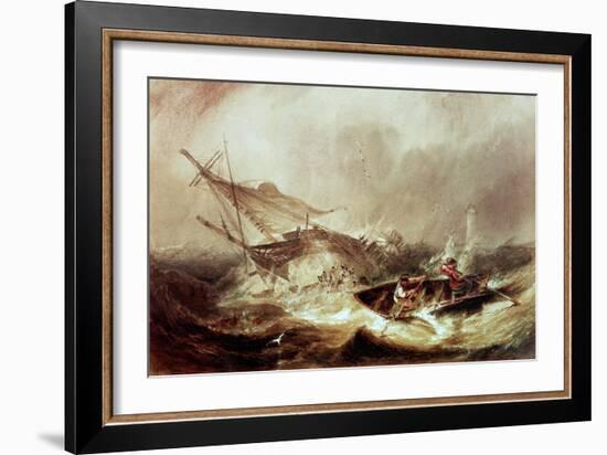 Rowing to Rescue Shipwrecked Sailors off the Northumberland Coast-John Wilson Carmichael-Framed Giclee Print