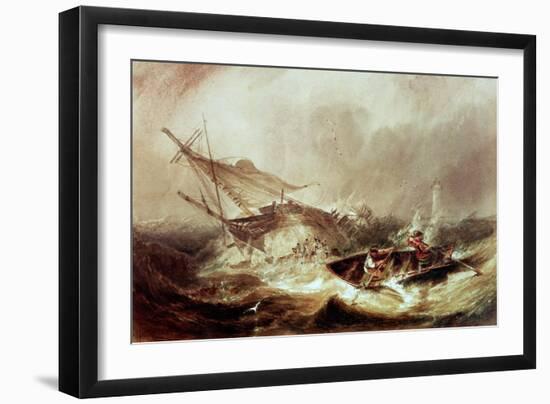 Rowing to Rescue Shipwrecked Sailors off the Northumberland Coast-John Wilson Carmichael-Framed Giclee Print