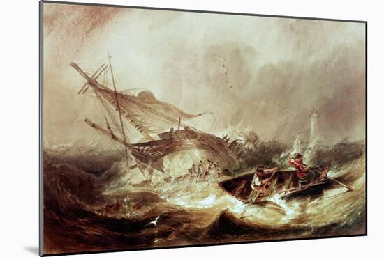 Rowing to Rescue Shipwrecked Sailors off the Northumberland Coast-John Wilson Carmichael-Mounted Giclee Print