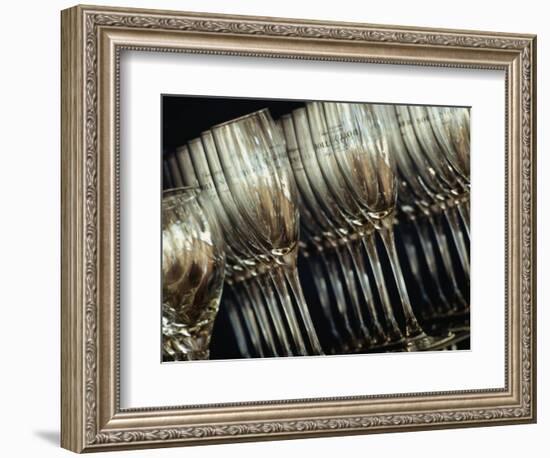 Rows of Champagne Flutes and Wine Glasses in Bar Melbourne, Victoria, Australia-John Hay-Framed Photographic Print