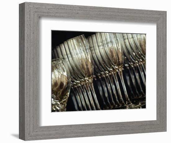 Rows of Champagne Flutes and Wine Glasses in Bar Melbourne, Victoria, Australia-John Hay-Framed Photographic Print