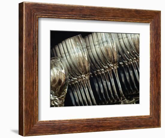 Rows of Champagne Flutes and Wine Glasses in Bar Melbourne, Victoria, Australia-John Hay-Framed Photographic Print